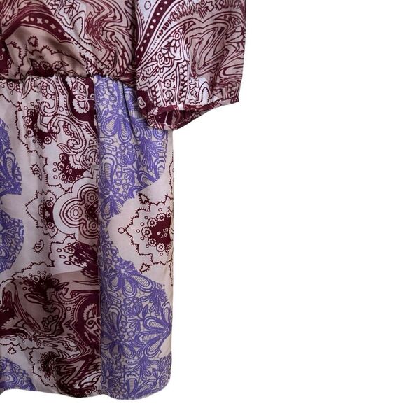 Tibi Surplice Dress Womens 12 Multicolor Paisley Floral Print Silk Cocktail - Picture 6 of 10